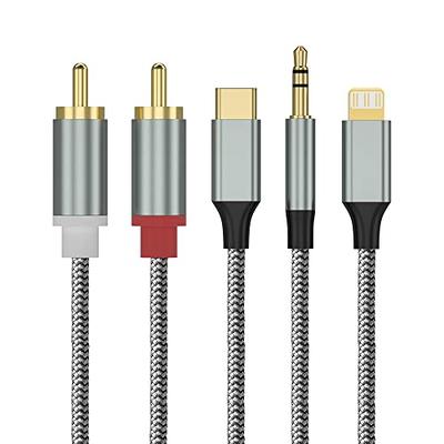 Enbiawit Lightning to RCA Cable Audio Aux Adapter,3 in 1 6.6ft/2M Audio  Cable,RCA to 3.5mm Cable,USB C to 2 RCA Audio Cable,for Power Amplifier,  Car