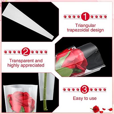  KLVEU 100 PCS Single Rose Sleeve Bouquet Bags for Flowers  Single Rose Packaging Bags Flower Bouquet Sleeves Single Flower Wrapping  Paper for Valentine's Day Wedding Birthday Mother's Day（white） : Health 