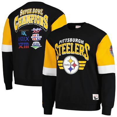 Men's Mitchell & Ness Black Pittsburgh Steelers Postgame Short Sleeve Hoodie Size: Small