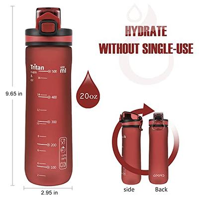 MEITAGIE 32oz Leakproof Motivational Sports Water Bottle with Straw & Time Marker, Flip Top Durable BPA Free Tritan Non-Toxic Frosted Bottle Perfect