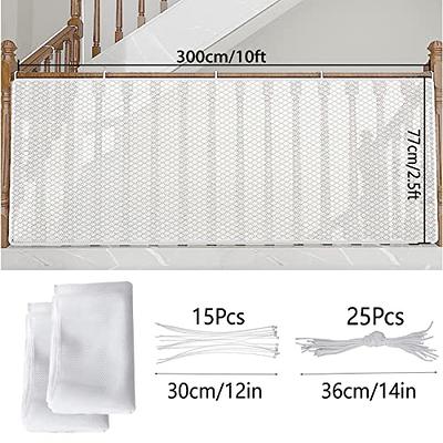 JIFTOK Baby Gate for Stairs, Banister Guard for Kids, Pets, Toys, 18 ft L x  2.66 ft H, Mesh Netting Safety Net for Balcony Rail Stair, Stairway Net