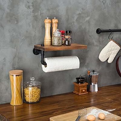 Solid Oak Paper Towel Holder with Spice Rack