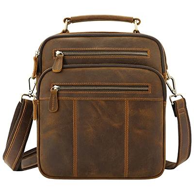 Jack&Chris Leather Man Purse Shoulder Bag,Small Mens Crossbody Messenger  Bags for Work,Men Satchel Handbag,Brown,JC04-8 - Yahoo Shopping