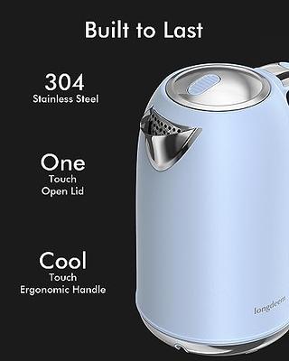 Electric Tea Kettle with Temperature Control, Longdeem 1.7L Stainless Steel  Water Boiler & Heater, 1500 Watts for Fast Boiling, Cordless Serving with