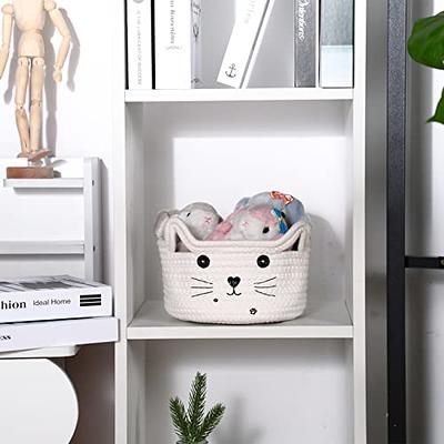 Small Cotton Rope Basket With Cat Ears, Cute Little Storage