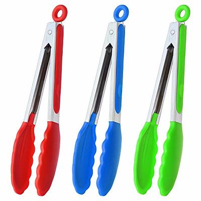 Small Tongs With Silicone Tips 7 Inch Kitchen Tongs Set Of 3 - Great For  Serving Food, Cooking, Salad, Grilling And More (red)