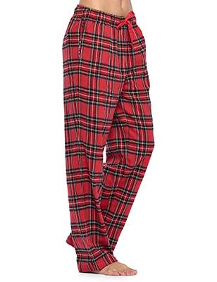 Womens Flannel Pajama Pants Plaid Lounge Cotton Blend Pajama