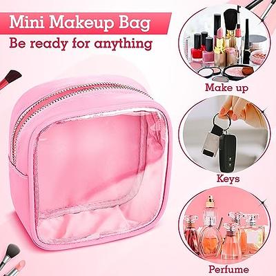 Waterproof Mini Makeup Bag Pouch for Purse,Small Cosmetic Travel Bag Pouch  Nylon Toiletry Organizers Bag for Women Girls,Cute Mini Zipper Pouch Preppy