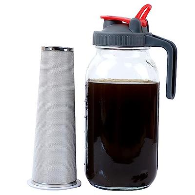 Mason Jar Cold Brew Coffee Maker 64 Oz (2 Quart) Wide Mouth Iced