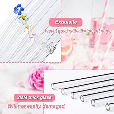  6PCS Reusable Glass Straw Flower Design Glass Straw,Colorful  Straws Cocktails Bar Accessories Cleaning Brush Bent Drinking Straws for  Hot and Cold Drinks (Flower) : Health & Household