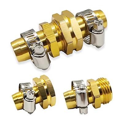 4 Sets 1/2 Inch Solid Brass Garden Hose Connector Hose Mender Water Hose  Repair Kit Female Male Hose Coupling with Tape, Stainless Steel Clamp and  3/4