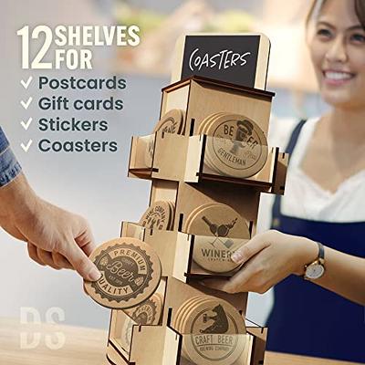 DS THE DISPLAY STORE 3 Tier Rotating Sticker Display Stand For Vendors  Brown Wooden Gift Card Display Stand Countertop Retail Display Sticker  Holder Rack - Yahoo Shopping