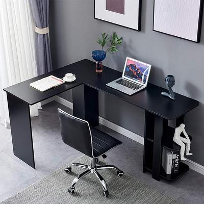 FOLUBAN Computer Desk, Home Office Desk with 2 Storage Shelves on Left or  Right, Modern Writing Desk, Simple Wooden Study Table, Oak 55 inch.