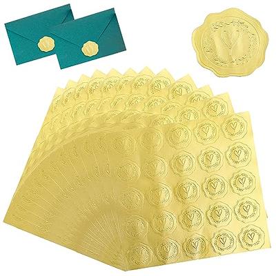 Gold Embossed Wax Seal Looking Love Heart Envelope Seals Stickers