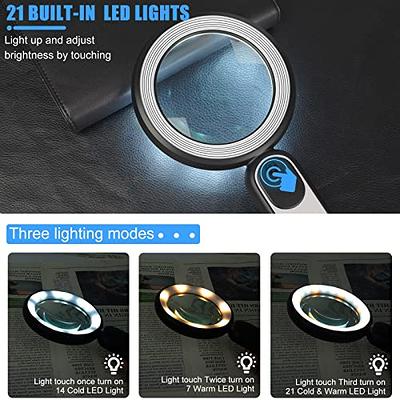 Arsir Rechargeable Magnifying Glass with Light, 30X 4.7IN Handheld Large  Lightweight Lighted Magnify Lens 21 LED 3 Modes Illuminated Book Magnifier  for Kids,Seniors,Reading,Inspection,Coin,Jewelry - Yahoo Shopping