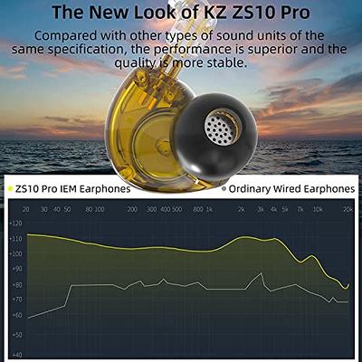 KZ ZS10 Pro Gold Earphones 4BA+1DD Hybrid 10 drivers HIFI Bass Earbuds In  Ear Monitor Headphones Noise Cancelling Metal Headset