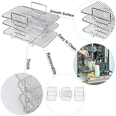 Air Fryer Rack for Ninja Foodi Air Fryer, 304 Stainless Steel Three  Stackable Dehydrator Rack Toast Rack Stand Accessories for Ninja DZ201  DZ401 Dual