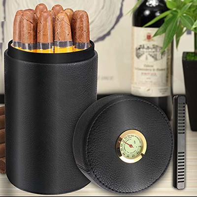 LEACHOI Cigar Humidor, Leather Cedar Wood Cigar Case with Cigar Lighter and  Cigar Cutter, Portable Travel Cigar Humidor Box with Humidifier, Cigar