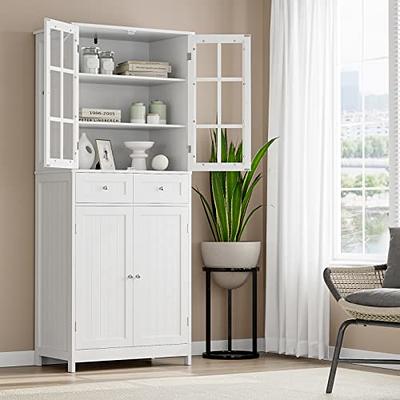 BOTLOG 71 Kitchen Pantry Cabinet, Tall Pantry Cabinet with Glass Doors and  Shelves, Kitchen Storage Cabinet Cupboard with Large Drawer for Kitchen,  Bathroom, Dining Room, White - Yahoo Shopping