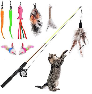 Whefory Retractable Cat Teaser Wand Toy, Cat Toys for Indoor Outdoor Cats  Interactive Fishing Rod with 8 Pcs Refills Feather Toy, Plush Mouse  Caterpillar & Fish - Yahoo Shopping