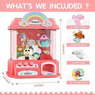 Claw Machine for Kids,Mini Vending Machines Candy Grabber Prize Dispenser  Toys for Girls,Electronic Arcade Claw Game Machine for Party Birthday with