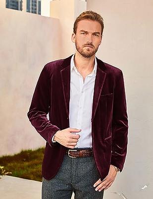 COOFANDY Men's Velvet Blazer Notched Lapel Velour Suit Jacket One Button  Tuxedo Jackets for Wedding Prom Party Dinner at  Men’s Clothing store