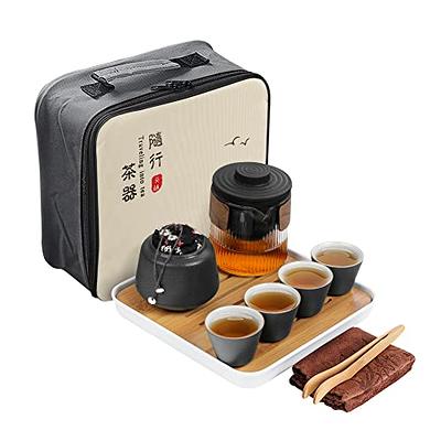 Black Ceramic Travel Tea Set With Handbag