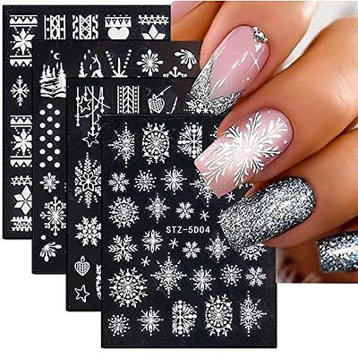 Glitter Nail Stickers White Snowflakes Ornaments Reflective Sliders For  Nails Christmas Decoration 2022 Manicure Decals GLF897 - AliExpress