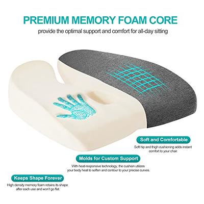 Premium Memory Foam Seat Cushion, for Sciatica Tailbone Back Pain