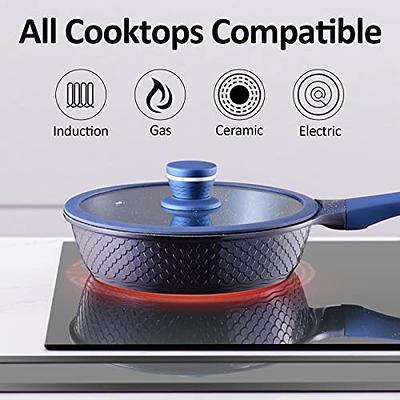 9.5 Nonstick Frying Pan with Lid - 9.5 Inch Nonstick Skillets with USA  Blue Gradient Granite Derived Coating - Yahoo Shopping