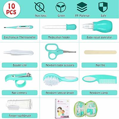 10Pcs/Set Baby Health Care Kit Portable Newborn Infant Nursery Set Kids  Grooming Kit Baby Nail Clipper Brush Comb Cleaning Sets (Blue)