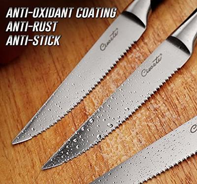 ciwete Serrated Steak Knives Set of 6, 4 Upgrade 3RC13 Stainless