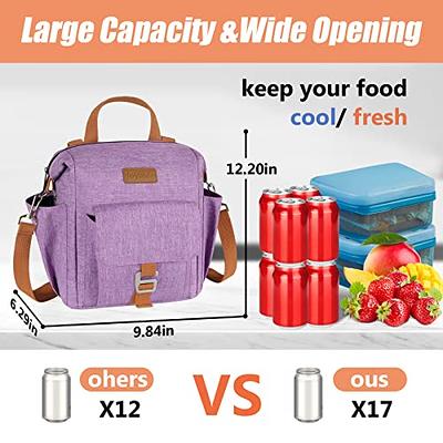 Hafmall Insulated Lunch Bag for Women/Men, Dual Compartment Adult Lunch Box  for Work, Reusable Lunch Tote Bag with Shoulder Strap, Black