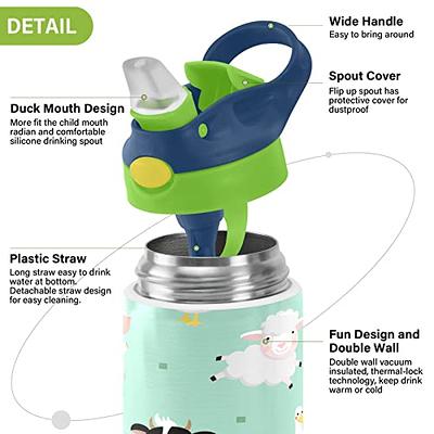 MCHIVER Farm Animal Cartoon Kids Water Bottle with Straw Insulated  Stainless Steel Kids Water Bottle Thermos for School Girls Boys Toddlers  Cups 12 oz / 350 ml Green Top - Yahoo Shopping