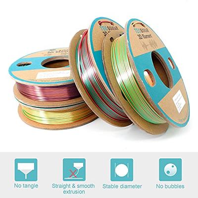 LOCYFENS 3D Printer Filament PLA, Rainbow PLA Filament 1.75mm +/-0.02mm,  Silk PLA Dual Color Filament, 2 in 1 Coextrusion 3D Filament Bundle 200g x  4