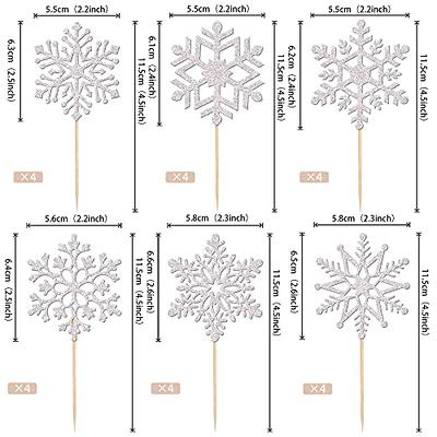 Gyufise 50Pcs Pink Edible Cupcake Cake Toppers Snowflake Cake Decorations  for Christmas Winter Frozen Theme Party Supply Decoration