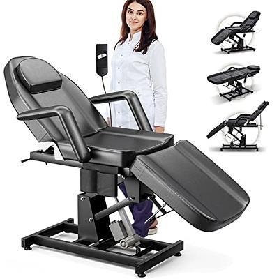 OmySalon Electric Massage Table Salon Spa Facial Bed with Hydraulic Stool  Black/White