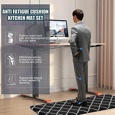 WEZVIX Cushioned Kitchen Mat 2 PCS, Anti Fatigue Kitchen Rugs, Heavy Duty  Kitchen Rugs and Mats Non-Skid, Ergonomic Comfort Foam Kitchen Floor Mat  for