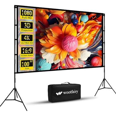 Projector Screen with Stand, Vamvo 80 inch Portable Foldable Projection  Screen 16:9 HD 4K Indoor Outdoor Projector Movies Screen for Home Theater