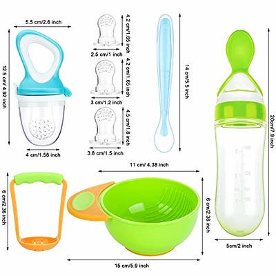 PandaEar Baby Food Feeding Set Fresh Fruit Feeder 3 Pack with 3 Size  Silicone Pacifiers, 2 Silicone Baby Spoon, 1 Food Mash and Serve Bowl with