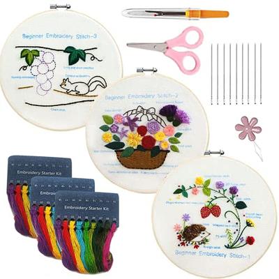 FatySuby Beginners Embroidery Kits Set, Stamped Cross Stitch Kit