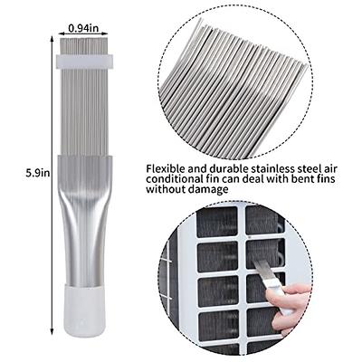 CHENGU 4 Pieces Air Conditioner Fin Cleaner Set 2 Different Fin Comb  Condenser Fin Straightener 2 Pieces Coil Cleaning Brush Condenser Fin Comb