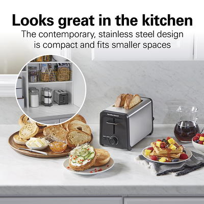 2-Slice Toaster, Silver Breakfast Bread Baking Machine Slots