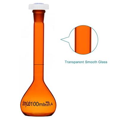 StonyLab Storage Bottles with GL45 Screw Cap, 1000 ml Amber Borosilicate Glass Graduated Round Storage Bottle for Lab Reagent Media Storage Bottles