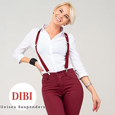  Dibi Black Suspenders For Men Heavy Duty Clips, Adjustable  Elastic X Back Work Ski Suspenders Costume Tuxedo Suit Jeans