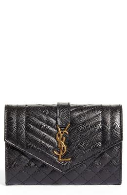 MCM Aren Monogram Leather Flap Wallet in Black