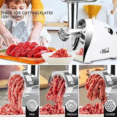 Meat Grinder Electric, 3 Grinding Plates & 2 Blades, [2000W Max]3-IN-1  Stainless Steel Food Grinder & Sausage Stuffer