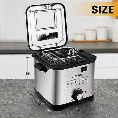 HOOCOO Commercial Electric Deep Fryer, Stainless Steel Deep Fryer with Basket Lid Capacity 10L (10.5QT) for Home Kitchen and Restaurant 1800W 120V