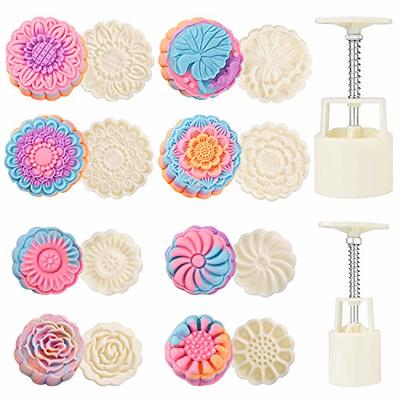 100g Mooncake Mold 4 Flowers Stamps Round Barrel Hand Press Moon Cake  Pastry DIY