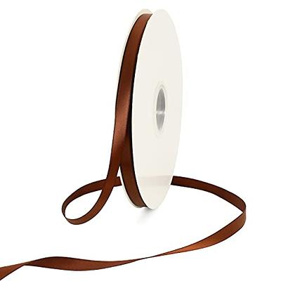 TONIFUL 3/8 Inch x 100yds Coffee Brown Color Satin Ribbon Thin